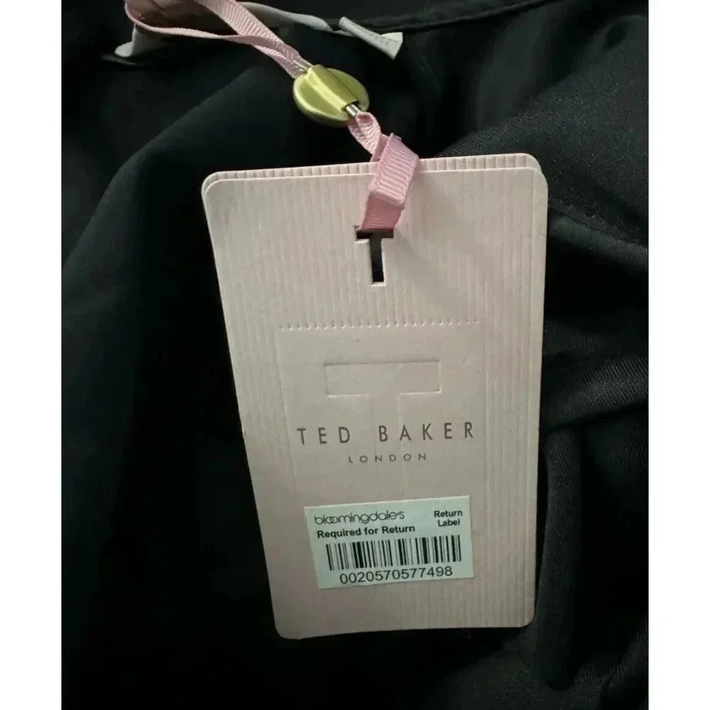 TED BAKER black LUUCIEE Neoprene Ruffle Trim skater dress size 1 US 4 NEW NWT